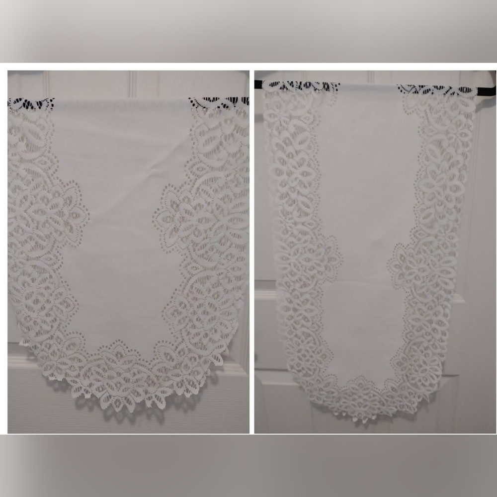 Lot of 2 White Lace Floral Table Runners &  Cloth 52" x 14 & 34" x 14" NWOT
